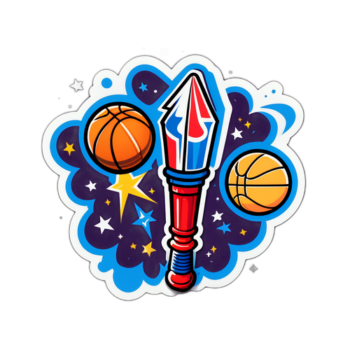 Magic Wands and Basketballs Retro Sticker