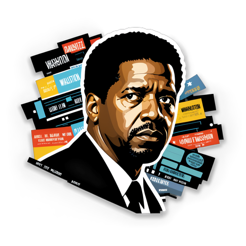 Silhouette Stilizzata di Denzel Washington con Citazioni Iconiche