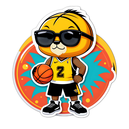 Cute Cartoon Basketball Character with Sunglasses