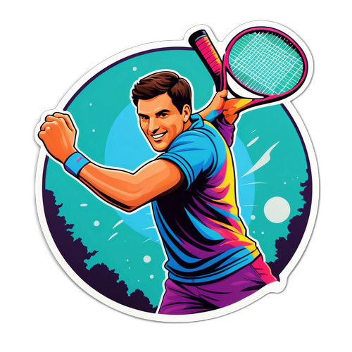 Autocollant dynamique de Ben Shelton avec une raquette de tennis
