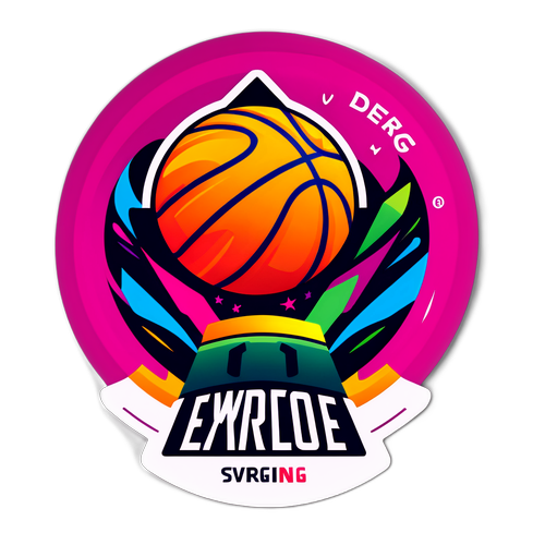 Σχεδίαση που απεικονίζει σκορ EuroLeague με μπάσκετ και ζωντανά χρώματα