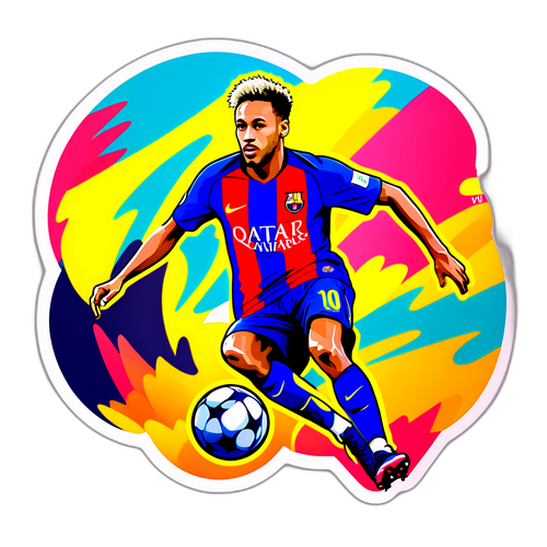 Illustration artistique de Neymar en pleine action