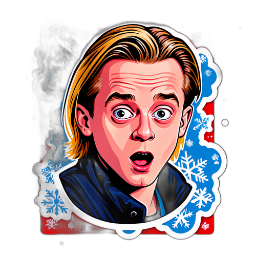 Νοσταλγικό αυτοκόλλητο του Μακάουλι Κάλκιν στην κλασική πόζα του 'Home Alone'