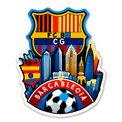 Vibrant sticker med FC Barcelonas skyline