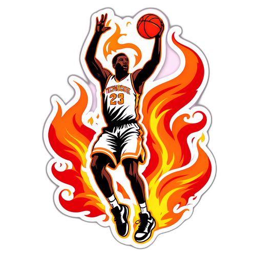 Dramatic Tennessee Basketball Player Slam Dunk Sticker