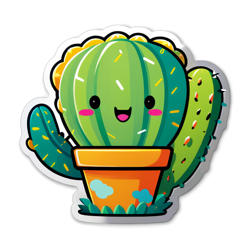 Meet the Cutest Cactus! The Vibrant 'Stay Sharp!' Sticker That Everyone Wants!