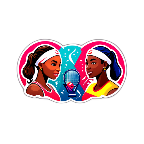 Σχέδιο αυτοκόλλητου με στοιχεία γυναικείων αθλητικών γεγονότων εμπνευσμένο από τις Σίρεν και Βένους