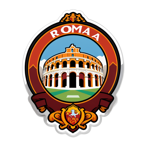 Crea un adesivo con il logo della AS Roma e l'architettura romana iconica