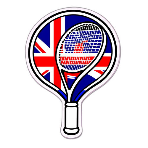 Sticker van de Laver Cup met tennisracket en bal