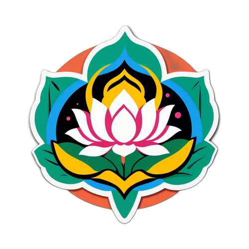 Bhutanin rauhan viestintä tarra, jossa on lootuskukka ja rauhan symboli