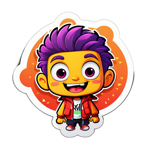 Ζωντανός καρτούν χαρακτήρας λιλ με διασκεδαστικές εκφράσεις