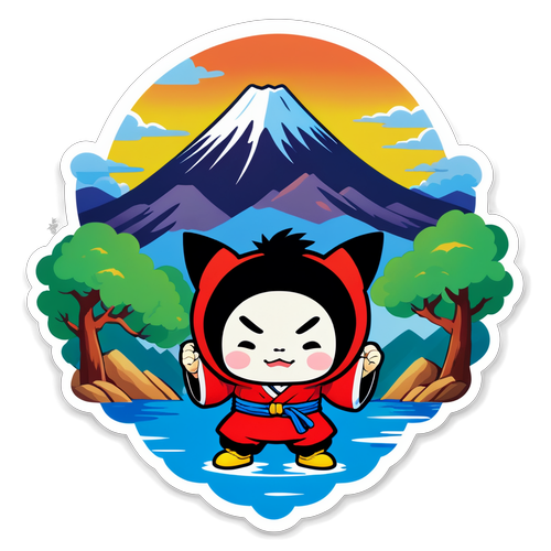 桃太郎と美しい岡山の風景