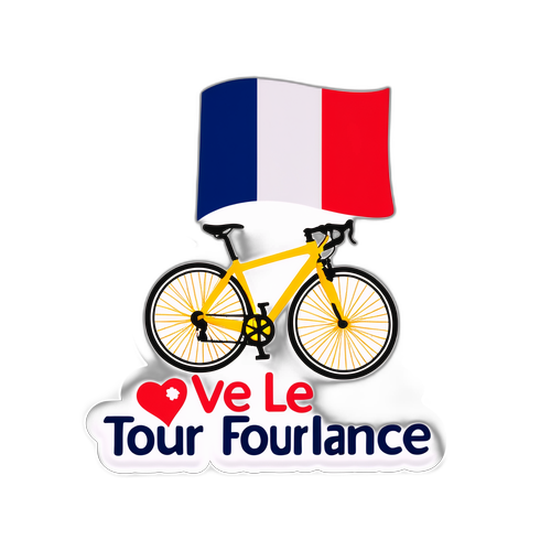 Fiets met Franse kleuren en tekst 'Vive le Tour de France'