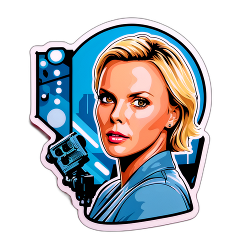 Sticker artistic cu scena de pe platoul de filmare featuring Charlize Theron