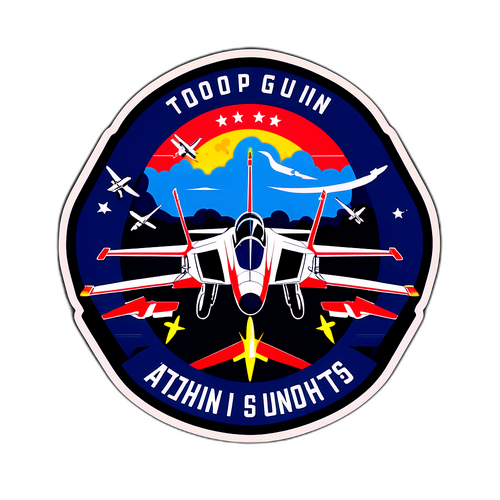 Nálepka z filmu Top Gun s legendárními citáty a ikonami leteckých bojů