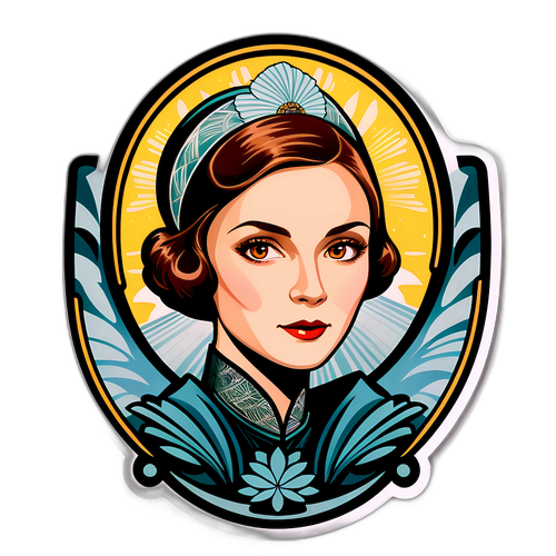 Стикер с портретом Аглаи Тарасовой в стиле ар-деко
