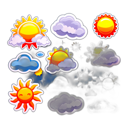 Стикер с облаками и солнцем, символизирующий погоду в Астрахани