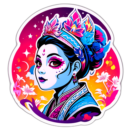 สติ๊กเกอร์ลวดลายศิลปะหญิงสาวแนวแฟนตาซี