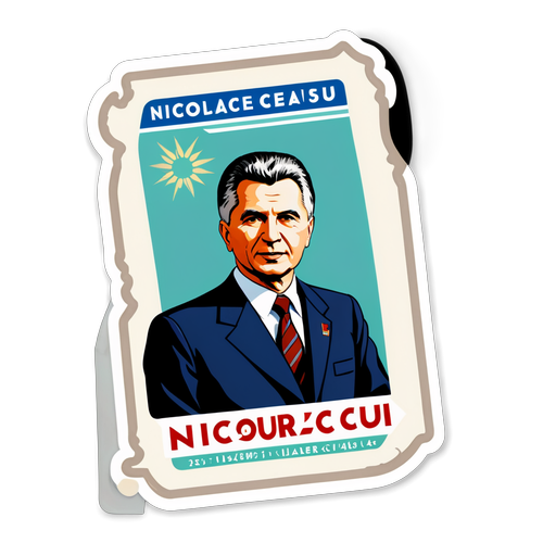 Autocolant vintage Nicolae Ceaușescu