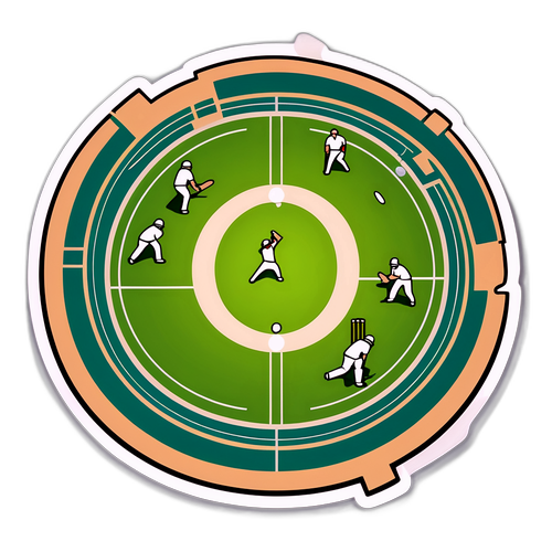 क्रीकेट मैदान का कलात्मक प्रतिनिधित्व