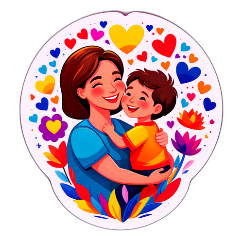 Stiker Kebahagiaan Ibu dan Anak