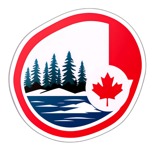 Sticker z kanadyjską flagą na tle natury