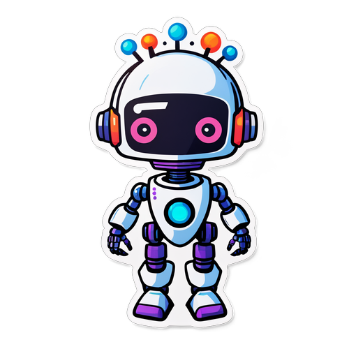 Reka Bentuk Sticker Qwen 2.5 sebagai Robot Futuristik