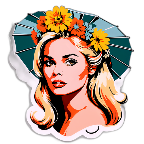 Brigitte Bardot vintage stílusban virágkoszorúval