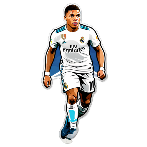 Real Madrid Sticker met Kylian Mbappé als Held