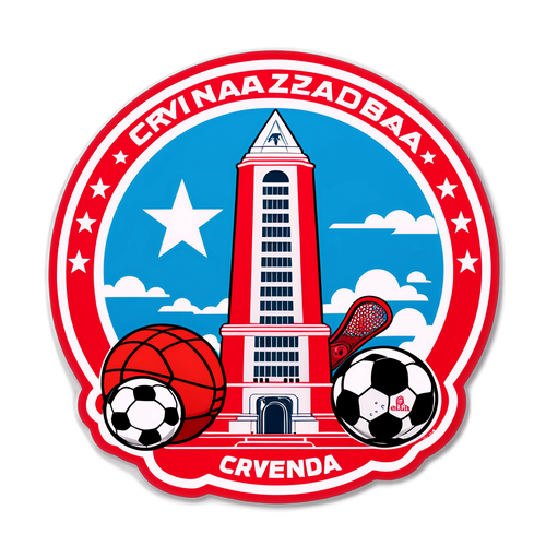 Эмоциональная наклейка с памятником Красная Звезда, окруженным спортивной атрибутикой