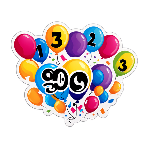Isang Sticker ng Pagdiriwang na may mga Nanalong Lotto Numbers