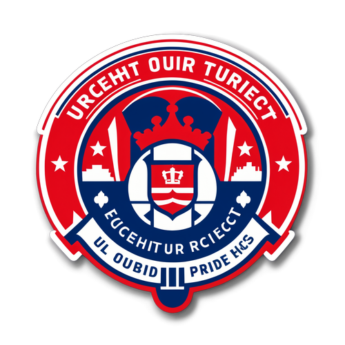 Sticker van het FC Utrecht-logo met stadionachtergrond