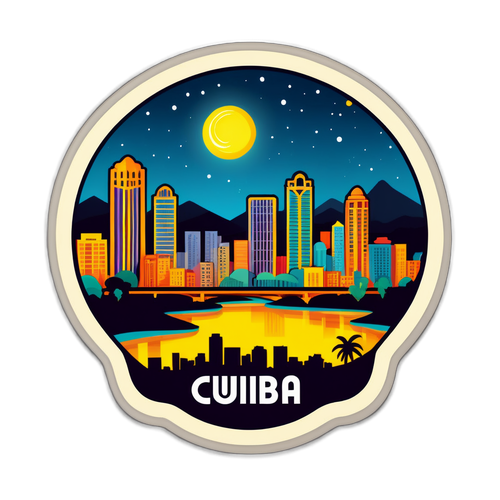 Adesivo Estilizado de Cuiabá à Noite