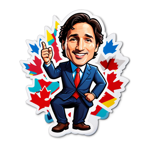 Adesivo Caricatural do Primeiro-Ministro Justin Trudeau