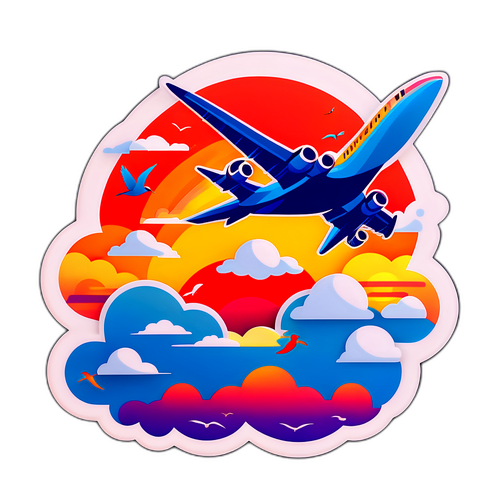 Vliegtuig in een Zonsondergang