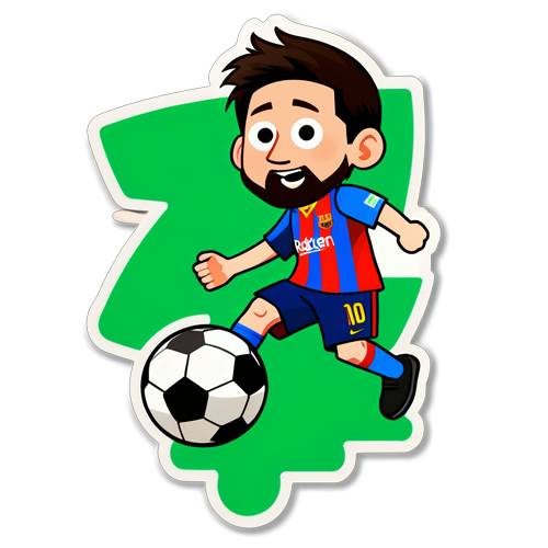 Sticker cu Messi driblând mingea