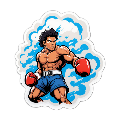 Artystyczny sticker Joela Alvareza w trakcie walki