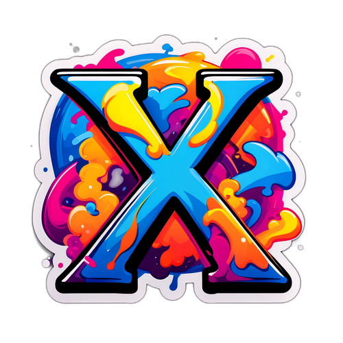 Thiết kế chữ 'X' phong cách graffiti với nền sống động