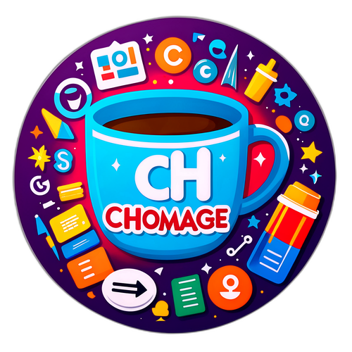 Sticker 'chômage' met Werkgerelateerde Symbolen