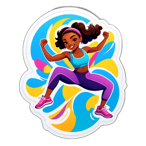 Livlig Nia-klistremerke som feirer treningsgleden