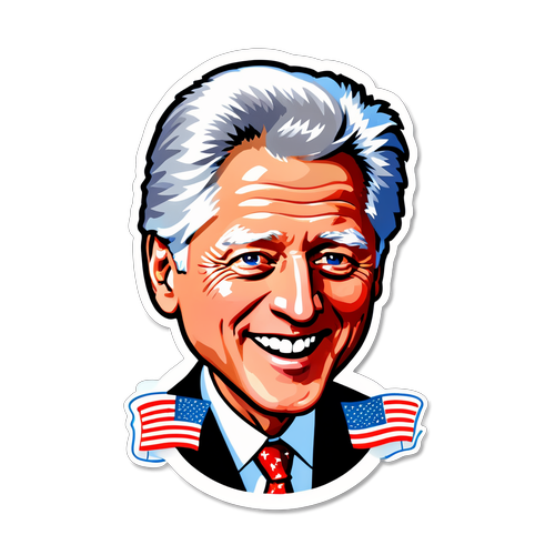 Autocolant cu Bill Clinton zâmbind