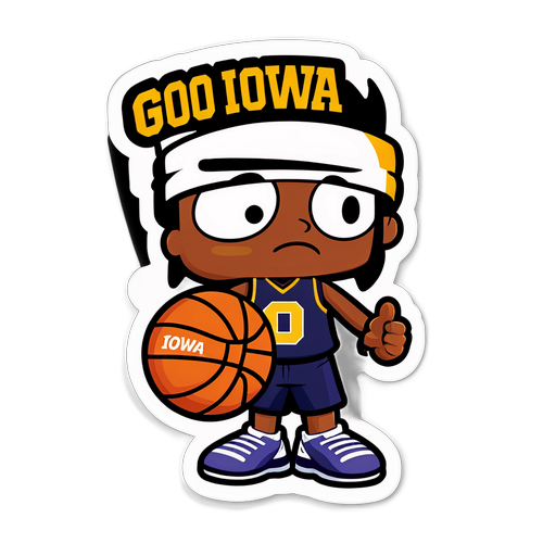 Friendly Cartoon Basketball Character Wearing 'Go Iowa!'