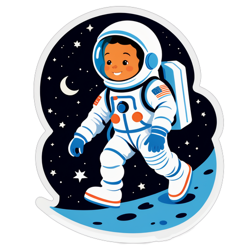 月球漫步的儿童宇航员