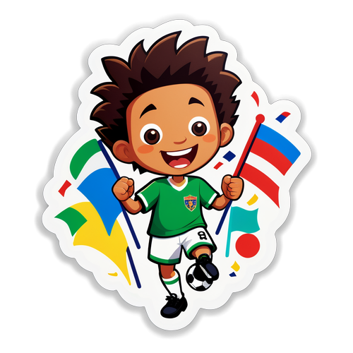 Excited Little Football Fan Sticker