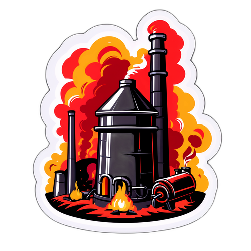 Sticker mit künstlerischer Darstellung eines Holzkohleofens