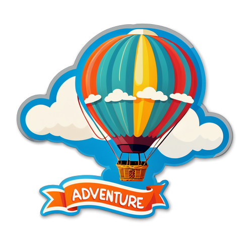 Whimsical Hot Air Balloon - Adventure Sticker