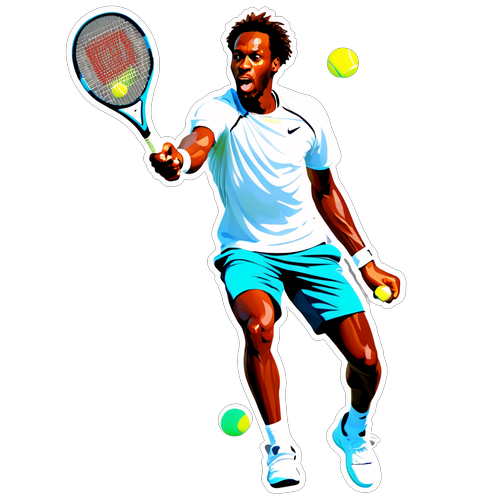 Gaël Monfils en Action: Le Sticker Tennis Coloré Qui Fait Craquer Tous les Fans!