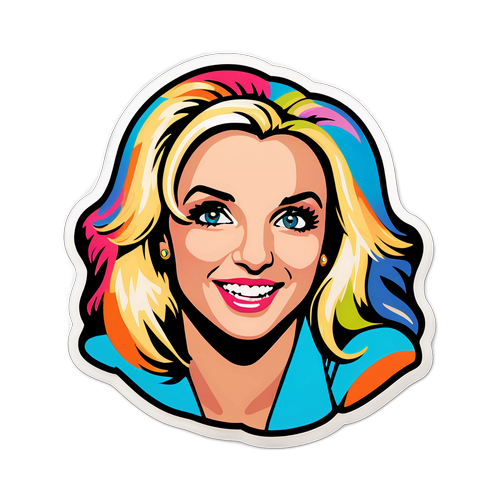 Farverig Retro Sticker med Britney Spears