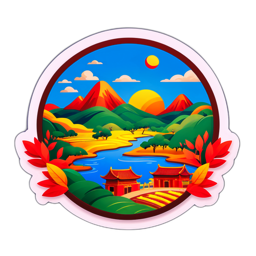 中国土地延伸政策的农村风景贴纸