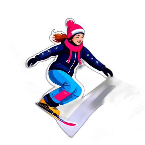 Kobieta na snowboardzie w pięknym zimowym krajobrazie